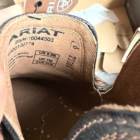 Ariat Black and Brown Embroidered Ankle Boots - Picture 8 of 8